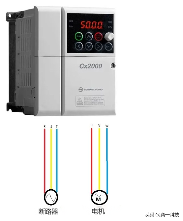 变频器与三相电机的接线图