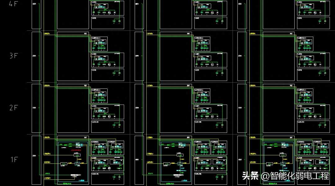 智能化设备网与办公网全光网络系统图，CAD格式