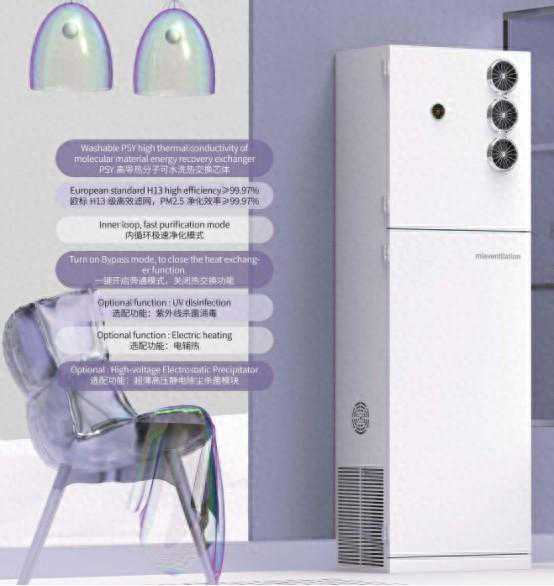 智慧档案库房设计-壁挂全热交换双向流新风机设备介绍